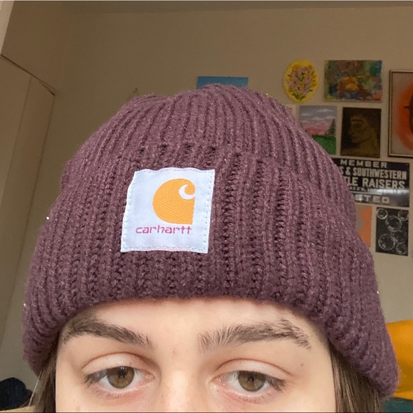 Burgundy knit carhartt beanie - Picture 3 of 3